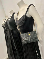 CHANEL 1990s Quilted Black Leather Crossbody Bag with Tassel