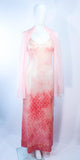 HALSTON 1970s Sequin Peach Patterned Gown Wrap Size 2
