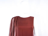JAMES GALANOS 1970s Brown Silk Chiffon Draped Gown Size 4-6