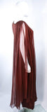 JAMES GALANOS 1970s Brown Silk Chiffon Draped Gown Size 4-6