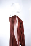 JAMES GALANOS 1970s Brown Silk Chiffon Draped Gown Size 4-6