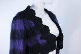 MR. BEENE Purple Plaid Mohair Jacket w/ Lace Accents Size 6-8