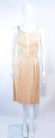 VINTAGE Circa 1960s Cream Silk Beaded Dress and Coat Size 6-8