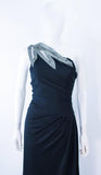 TRAVILLA 1970s Black Draped Jersey Gown Size 8-10