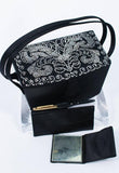 JOSEF Vintage 1950's Black Satin Evening Box Purse with Pave Rhinestone Top