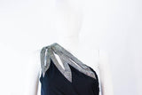 TRAVILLA 1970s Black Draped Jersey Gown Size 8-10