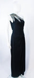 TRAVILLA 1970s Black Draped Jersey Gown Size 8-10