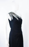 TRAVILLA 1970s Black Draped Jersey Gown Size 8-10