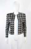 ST. JOHN Black Stretch Knit Jacket w/ Gold Accents Size 4