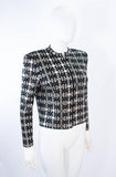 ST. JOHN Black Stretch Knit Jacket w/ Gold Accents Size 4