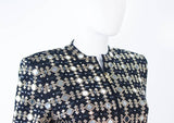 ST. JOHN Black Stretch Knit Jacket w/ Gold Accents Size 4