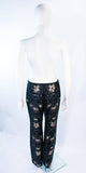 RIFAT OZBEK Ultra Black Pants with Metal Sequin Applique Size 4-6