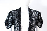 VINTAGE Circa 1930s Black Sequin Mesh Jacket Size 4