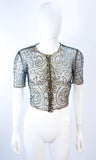 VINTAGE Circa 1930s Black and Gold Mesh Sequin Caplet Size 4-6