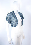VINTAGE Circa 1930s Blue Sequin and Tulle Bolero Size 2-4