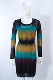 MISSONI Navy and Mustard Zig Zag Knit Dress Size 40