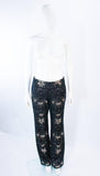 RIFAT OZBEK Ultra Black Pants with Metal Sequin Applique Size 4-6