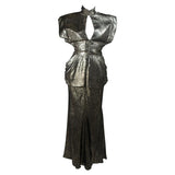 VICKY TIEL Gold Metallic with Black Ensemble Size Small