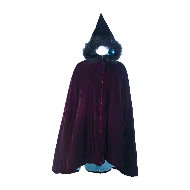 JEAN PAUL GAULTIER Purple Velvet Puff Cloak with Pointed Hood Size 