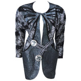 ROBERTO CAVALLI Lace Metallic Suede Jacket, Belt Size Small