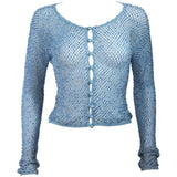 MOSCHINO Sky Blue Beaded Knit Sweater Size 42