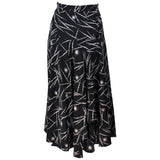 KRIZIA Electrified Black Silk Print Draped Wrap Skirt Size 2-4