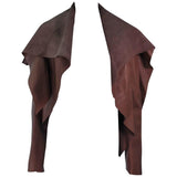 RICK OWENS Brown Leather Drape Jacket w/ Pleated Back Size 38