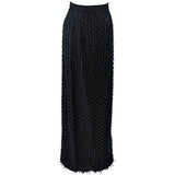 VINTAGE Circa 1960s Black Evening Skirt, Fringe Beading Size 12-14