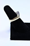 DIAMOND 14 Karat Gold Ring with White and Yellow Round Cut Bezel Size 6 1/2