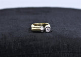 DIAMOND 14 Karat Gold Ring with White and Yellow Round Cut Bezel Size 6 1/2