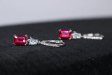 RUBY Trillion Diamond 14 Karat White Gold Drop Earrings