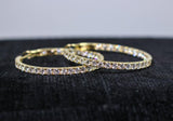 DIAMOND Stones with 18 Karat Yellow Gold Hoop Earrings