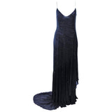 AMANDA WAKELY Black Beaded Silk Chiffon Gown Size 8