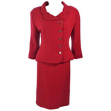 KARL LAGERFELD Red Boucle Skirt Suit Size 14
