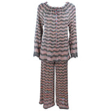 MISSONI Gold and Black Zig Zag Pattern Metallic Knit Size 46