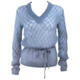 MISSONI Sky Blue Wool Knit V-Neck Sweater Size 8