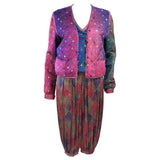 MISSONI Silk Rainbow Print 2 pc w/ Quilted Sweater Size 6-8