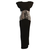 VICKY TIEL Black Futurism Gown with Metallic Detail