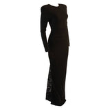 VICKY TIEL Sequined Lace Black Gown Size 38