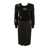 KRIZIA MAGLIA Sweater with Lace Inset and Metallic Skirt