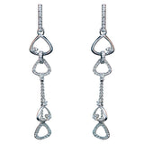 DIAMOND Round Cut Dangle Earrings 14 Karat White Gold