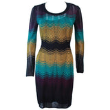 MISSONI Navy and Mustard Zig Zag Knit Dress Size 40