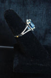 DIAMOND Aquamarine Ring 14 Karat White Gold Size 6 1/2