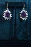 DIAMOND with Purple Tourmaline and 14 Karat Rose Gold Dangle Earrings
