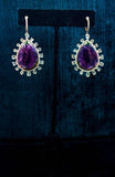 DIAMOND with Purple Tourmaline and 14 Karat Rose Gold Dangle Earrings