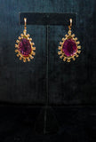 DIAMOND with Purple Tourmaline and 14 Karat Rose Gold Dangle Earrings