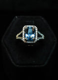 DIAMOND Aquamarine Ring 14 Karat White Gold Size 6 1/2