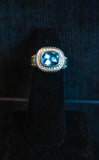 DIAMOND with Blue Topaz Center Stone Ring and 18 Karat White Gold Accents Size 5