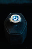 DIAMOND with Blue Topaz Center Stone Ring and 18 Karat White Gold Accents Size 5