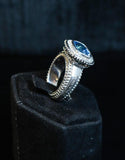 DIAMOND with Blue Topaz Center Stone Ring and 18 Karat White Gold Accents Size 5